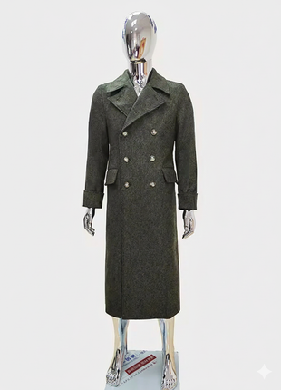 Autumn Winter Long Luxury Elegant Chic Thick Warm Woolen Polo Coat for Men Double Breasted Wool & blends Overcoat