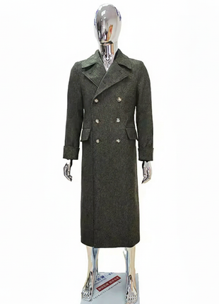 Autumn Winter Long Luxury Elegant Chic Thick Warm Woolen Polo Coat for Men Double Breasted Wool & blends Overcoat