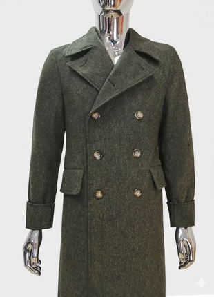 Autumn Winter Long Luxury Elegant Chic Thick Warm Woolen Polo Coat for Men Double Breasted Wool & blends Overcoat