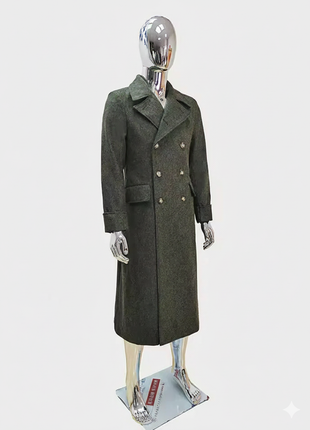 Autumn Winter Long Luxury Elegant Chic Thick Warm Woolen Polo Coat for Men Double Breasted Wool & blends Overcoat