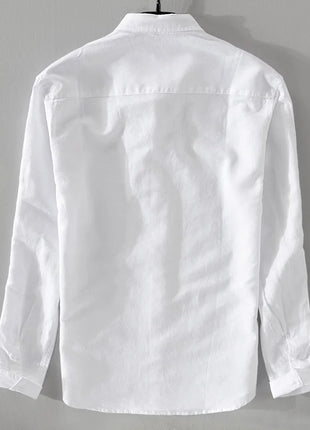 New style sky blue shirt men brand linen solid fashion long sleeve square collar cotton shirts for men camisas chemise