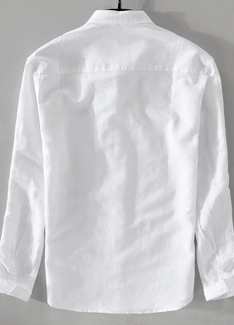 New style sky blue shirt men brand linen solid fashion long sleeve square collar cotton shirts for men camisas chemise