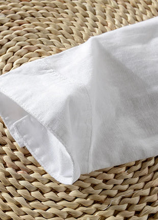 New style sky blue shirt men brand linen solid fashion long sleeve square collar cotton shirts for men camisas chemise