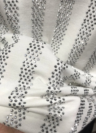 High Quality Designer Clothing Silver Hot Diamond T-shirt Short Sleeve T-shirt Black Rhinestone Stripe Round Neck Tshirt For Men