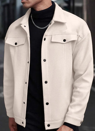2025 Autumn/Winter European Style Button-Up Woolen Jacket for Men - Casual, Sporty, Business Wear - European Size