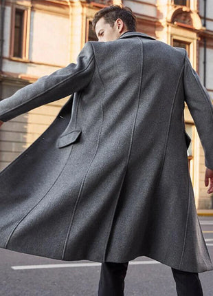 Korean Trend Men's Loose Casual Single-breasted Overcoat Autumn Winter Fashion New Long Sleeve Woolen Long Coat 2023