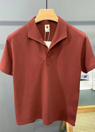 Men's Clothing Comfortable Casual Solid Color Orange Polo Shirt Short Sleeve T-Shirt Summer Loose Fit Collared Trendy Everyday