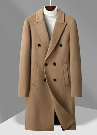 Winter Men's Woolen Coat Thicken Warm Trench Coat Men Wool Casual Double Fashion Breasted Long Overcoat Men