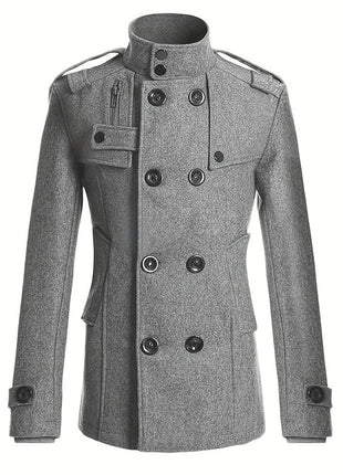 Men's Streetwear Solid Color Mid-length Woolen Coat Fashion Casual Button-down Suit Collar Jacket Leisure Luxury Retro Clothes