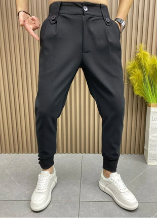 Harlan Black Pleated Man Suits Pants Anti-wrinkle Luxury Fashion Korean Reviews Many Trousers For Men Clothes Offer Designer Up