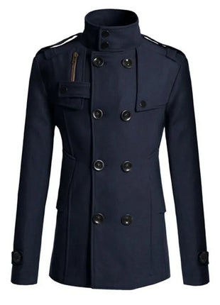 Men's Streetwear Solid Color Mid-length Woolen Coat Fashion Casual Button-down Suit Collar Jacket Leisure Luxury Retro Clothes