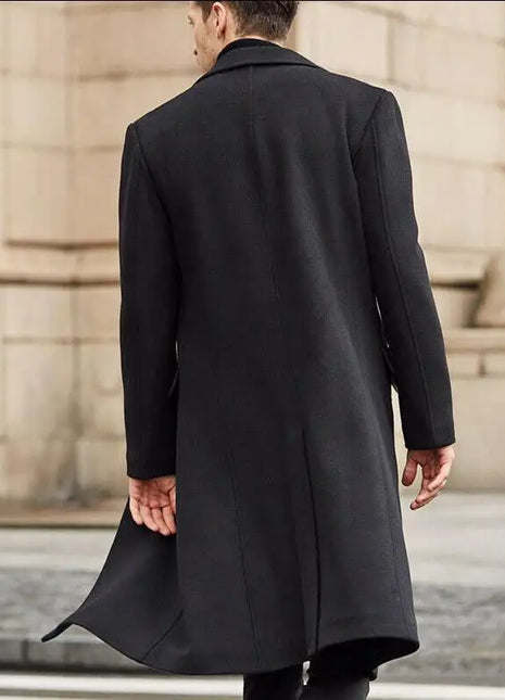 Korean Trend Men's Loose Casual Single-breasted Overcoat Autumn Winter Fashion New Long Sleeve Woolen Long Coat 2023