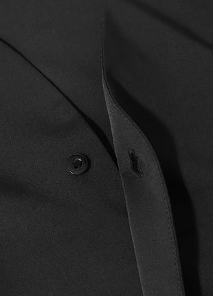 Black Net Shirt for Men Short Bulk Shirts Men Male Casual Loose Lrregular Shirt Collarless Long Sleeve Shirt Korean Shirt