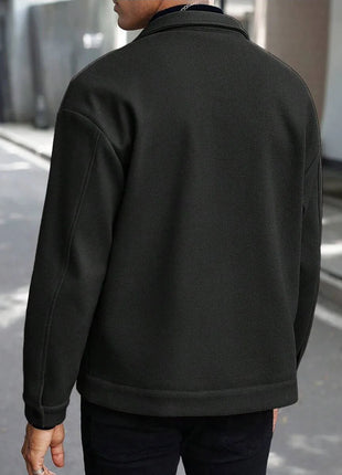 2025 Autumn/Winter European Style Button-Up Woolen Jacket for Men - Casual, Sporty, Business Wear - European Size