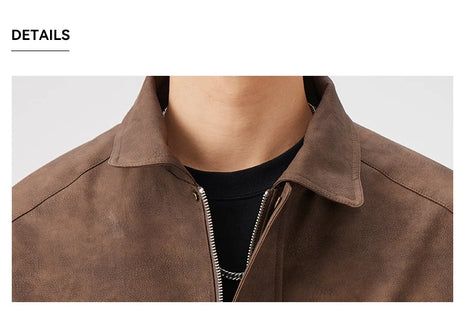 Fashion Men's American Workwear High-end PU Leather Jacket 2025 Spring and Autumn New Maillard Suede Men's Jacket