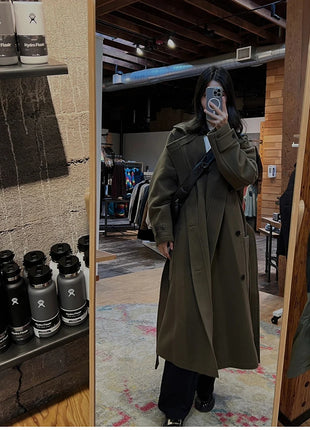 Autumn Winter Oversized Long Warm Brown Wool Blends Coat Men Luxury Designer Unisex Clothes Woolen Overcoat 2024