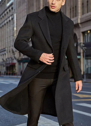 Korean Trend Men's Loose Casual Single-breasted Overcoat Autumn Winter Fashion New Long Sleeve Woolen Long Coat 2023
