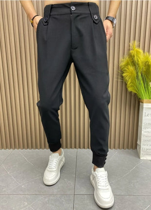 Harlan Black Pleated Man Suits Pants Anti-wrinkle Luxury Fashion Korean Reviews Many Trousers For Men Clothes Offer Designer Up