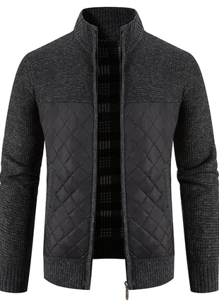 Men Sweater Jacket Fashion Winter Coat Fleece Hoodies High Quality Luxury Checkered Hooded Knit Cardigan Male Outer Wear