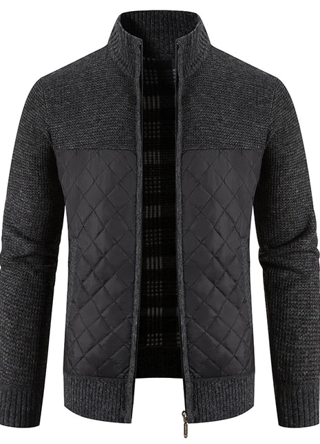Men Sweater Jacket Fashion Winter Coat Fleece Hoodies High Quality Luxury Checkered Hooded Knit Cardigan Male Outer Wear