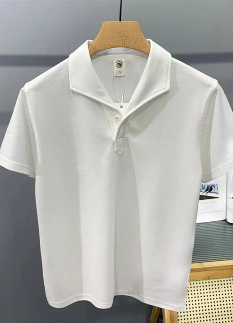 Men's Clothing Comfortable Casual Solid Color Orange Polo Shirt Short Sleeve T-Shirt Summer Loose Fit Collared Trendy Everyday