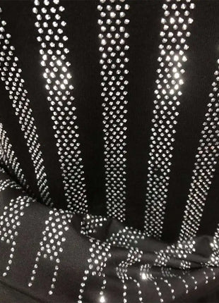 High Quality Designer Clothing Silver Hot Diamond T-shirt Short Sleeve T-shirt Black Rhinestone Stripe Round Neck Tshirt For Men