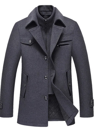 New Winter Men Business Casual Wool Overcoats Cashmere Trench Coats Long Jackets Man Woolen Blends New Male Warm Jackets Coats