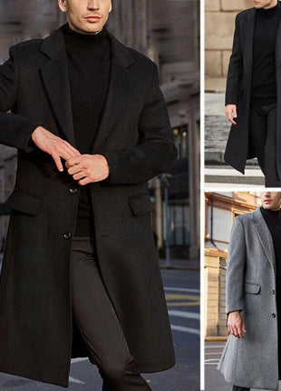 Korean Trend Men's Loose Casual Single-breasted Overcoat Autumn Winter Fashion New Long Sleeve Woolen Long Coat 2023