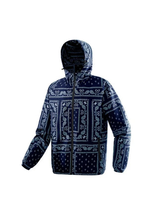 Spring and Autumn thin men's hooded retro printed oversized jacket, loose casual retro jacket, fashionable outdoor sportswear