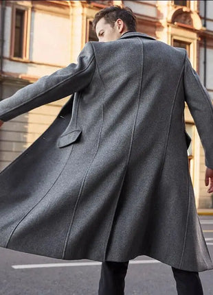 Korean Trend Men's Loose Casual Single-breasted Overcoat Autumn Winter Fashion New Long Sleeve Woolen Long Coat 2023