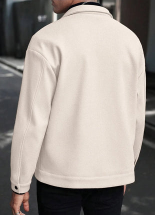 2025 Autumn/Winter European Style Button-Up Woolen Jacket for Men - Casual, Sporty, Business Wear - European Size