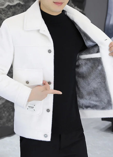 Autumn Winter Woolen Jackets Men Fashion Solid Color Casual Business Trench Coat Thickened Warm Streetwear Overcoat Men Clothing