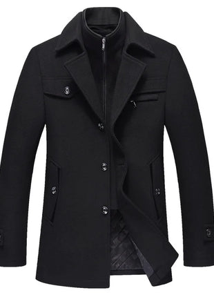 New Winter Men Business Casual Wool Overcoats Cashmere Trench Coats Long Jackets Man Woolen Blends New Male Warm Jackets Coats