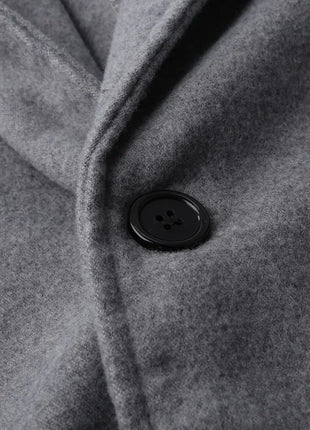 Korean Trend Men's Loose Casual Single-breasted Overcoat Autumn Winter Fashion New Long Sleeve Woolen Long Coat 2023