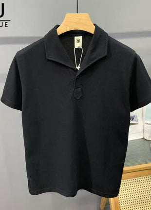 Men's Clothing Comfortable Casual Solid Color Orange Polo Shirt Short Sleeve T-Shirt Summer Loose Fit Collared Trendy Everyday