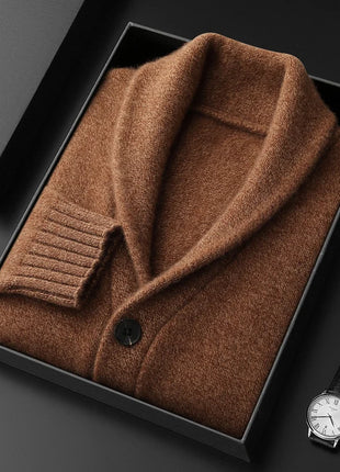 Men's 100% Cashmere Sweater Shawl Collar Cardigan Coat Thick Warm Clothes Autumn Winter Smart Casual Cashmere Knitwear