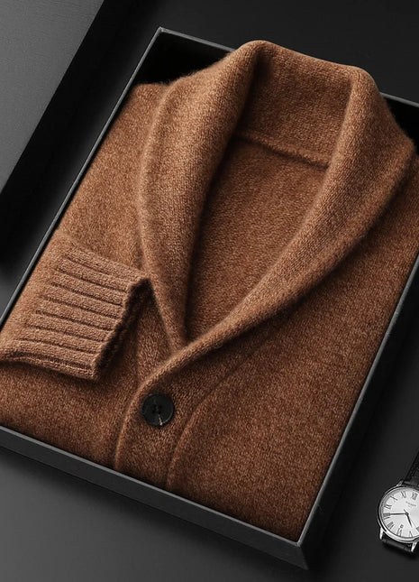 Men's 100% Cashmere Sweater Shawl Collar Cardigan Coat Thick Warm Clothes Autumn Winter Smart Casual Cashmere Knitwear