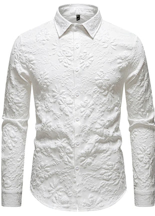 Sexy Black Shirt Men  Fashion Feather Long Sleeve Mens Dress Shirts Nightclub Party Prom Social Shirt Male Camisa Hombre