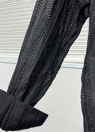 Simple loose hollowed-out draped V-neck loose shirt for men