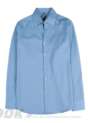 Men's Italian Collar Shirt, Wrinkle-free, Casual, Fashionable, Slim-fit with A Lapel Design, Branded Clothing, Youth, New