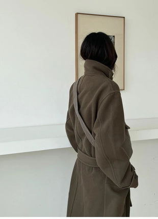 Autumn Winter Oversized Long Warm Brown Wool Blends Coat Men Luxury Designer Unisex Clothes Woolen Overcoat 2024