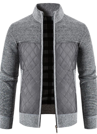 Men Sweater Jacket Fashion Winter Coat Fleece Hoodies High Quality Luxury Checkered Hooded Knit Cardigan Male Outer Wear
