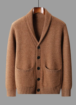 Men's 100% Cashmere Sweater Shawl Collar Cardigan Coat Thick Warm Clothes Autumn Winter Smart Casual Cashmere Knitwear