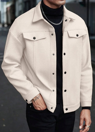 2025 Autumn/Winter European Style Button-Up Woolen Jacket for Men - Casual, Sporty, Business Wear - European Size