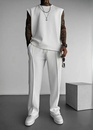 Summer Breathable Quick Drying Men's Tracksuit,Loose Version of Sleeveless T-Shirt Fitness SuitMen's Suit pantsLeisure Vest top