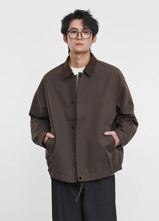 American Retro Men's Fashion Jacket 2025 Spring and Autumn New Loose Solid Color Lapel Workwear Top Men's Jacket