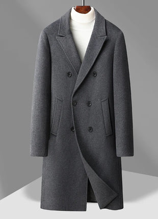 Winter Men's Woolen Coat Thicken Warm Trench Coat Men Wool Casual Double Fashion Breasted Long Overcoat Men