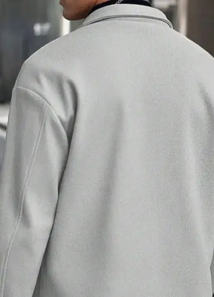 European Business Casual Men's Collared Jacket 2025 New Style Pure Color Woolen Coat for Autumn Winter