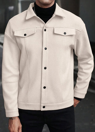 2025 Autumn/Winter European Style Button-Up Woolen Jacket for Men - Casual, Sporty, Business Wear - European Size