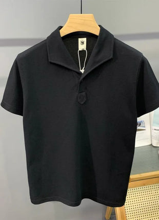 Men's Clothing Comfortable Casual Solid Color Orange Polo Shirt Short Sleeve T-Shirt Summer Loose Fit Collared Trendy Everyday